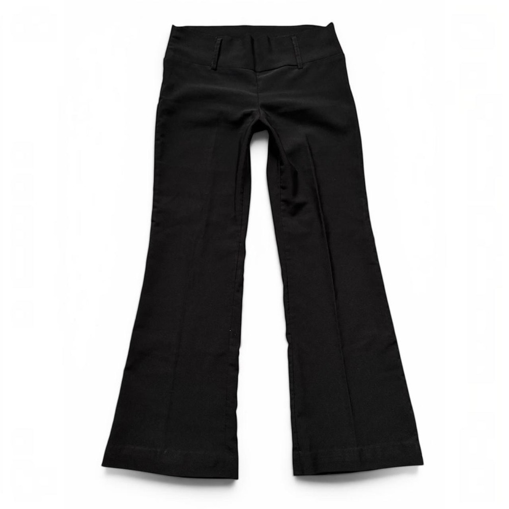 LIME Black Low Rise Flare Pants Y2K Office Siren Mall Goth Size M 10-0626AL